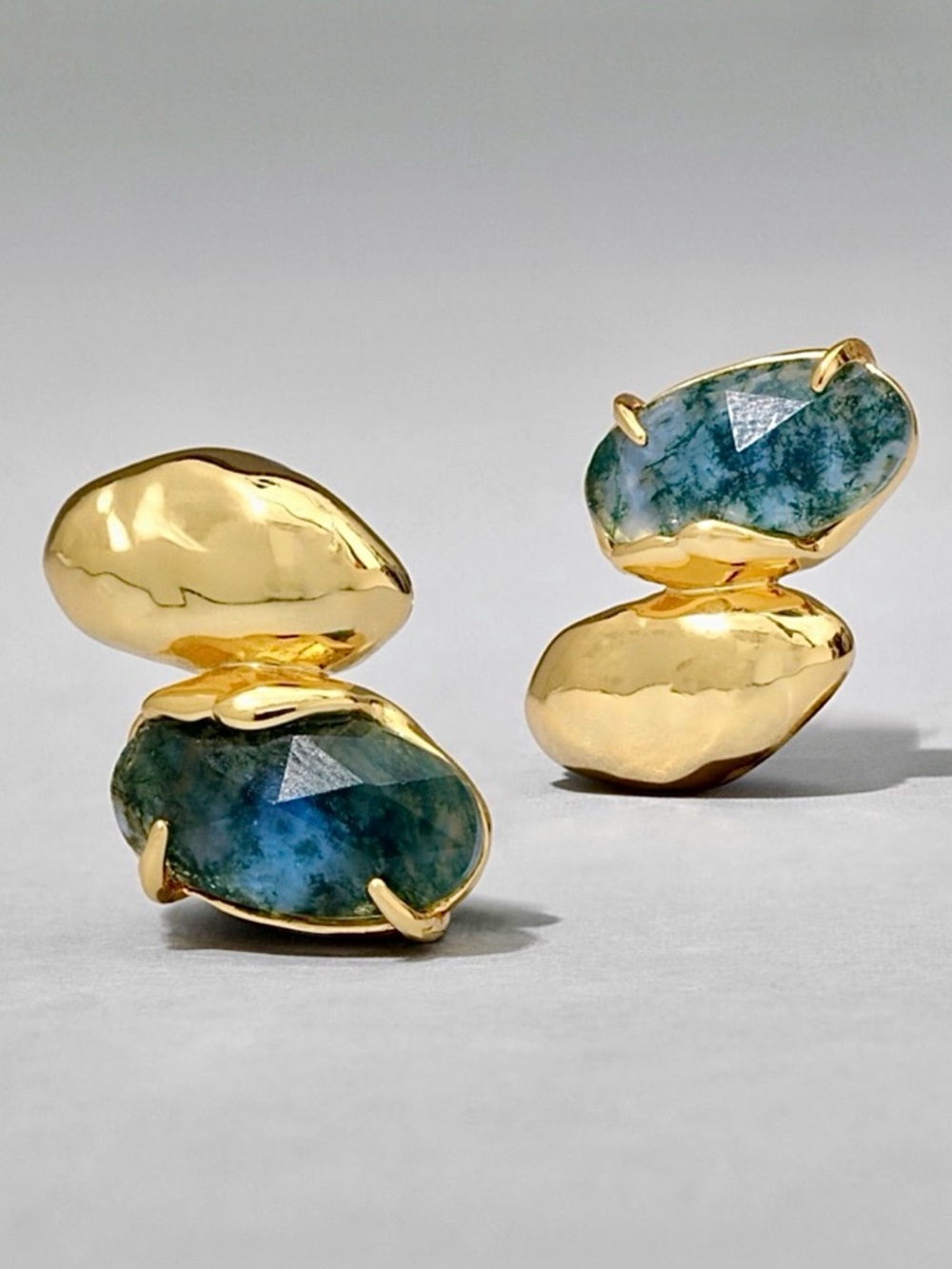 Alexis Bittar Brut Moss Agate Mismatch Earrings